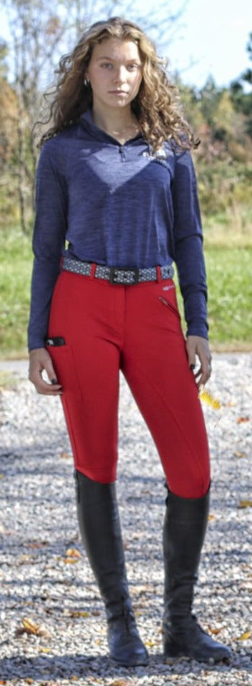 Signature Mid-Waist Winter Breech | Red + Red | Side Phone Pocket