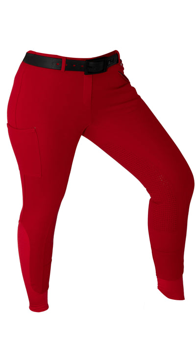 Signature Mid-Waist Winter Breech | Red + Red | Side Phone Pocket