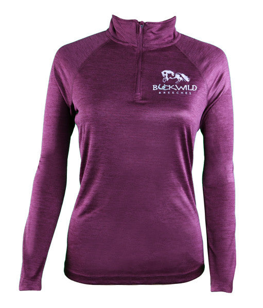 Women's Long Sleeve Performance Pull Over with Quarter Zip in Purple