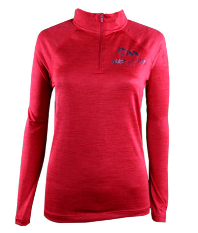 Women's Long Sleeve Performance Pull Over with Quarter Zip in Red
